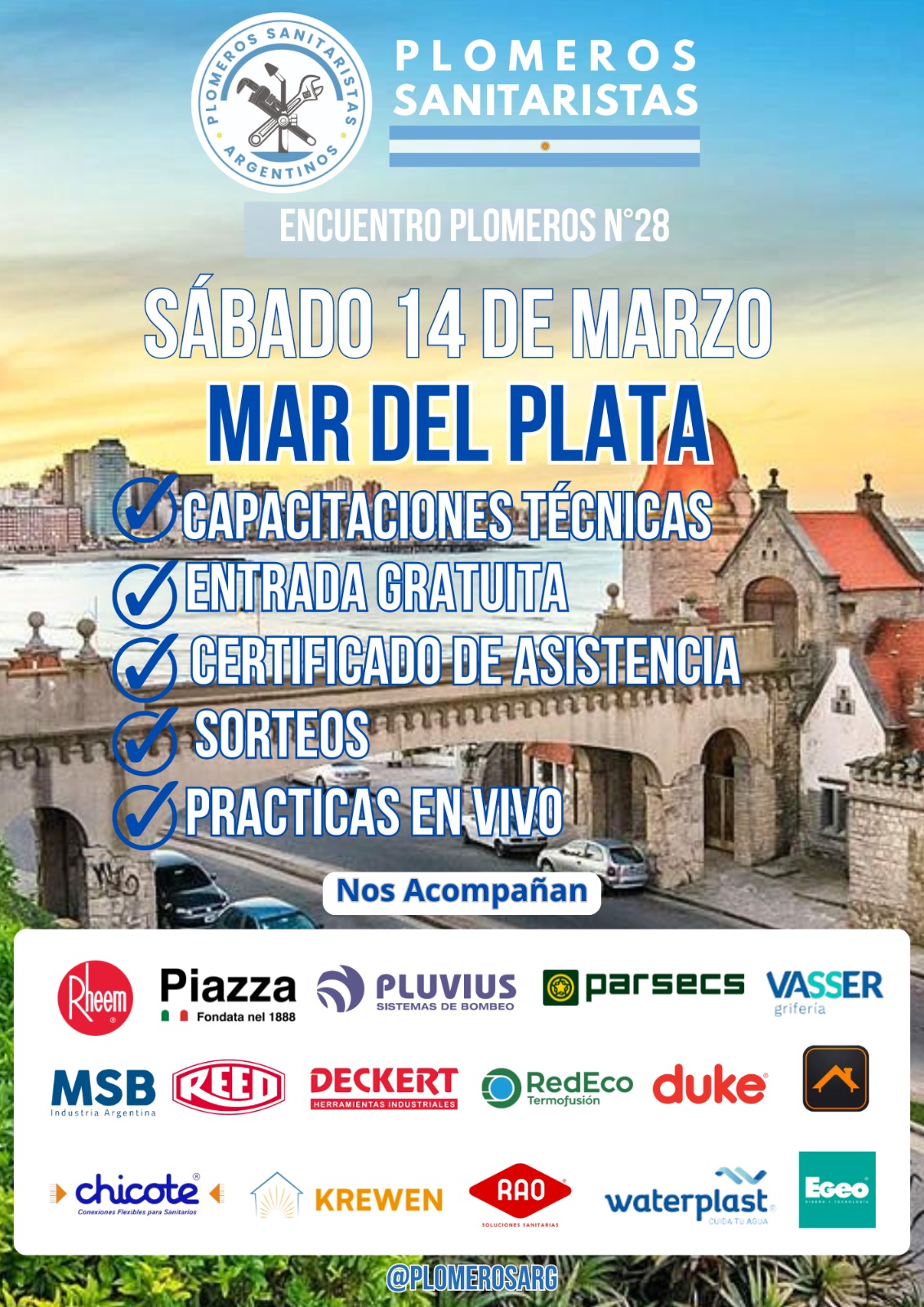 Afiche del encuentro de plomeros en Mar del Plata del 14 de marzo